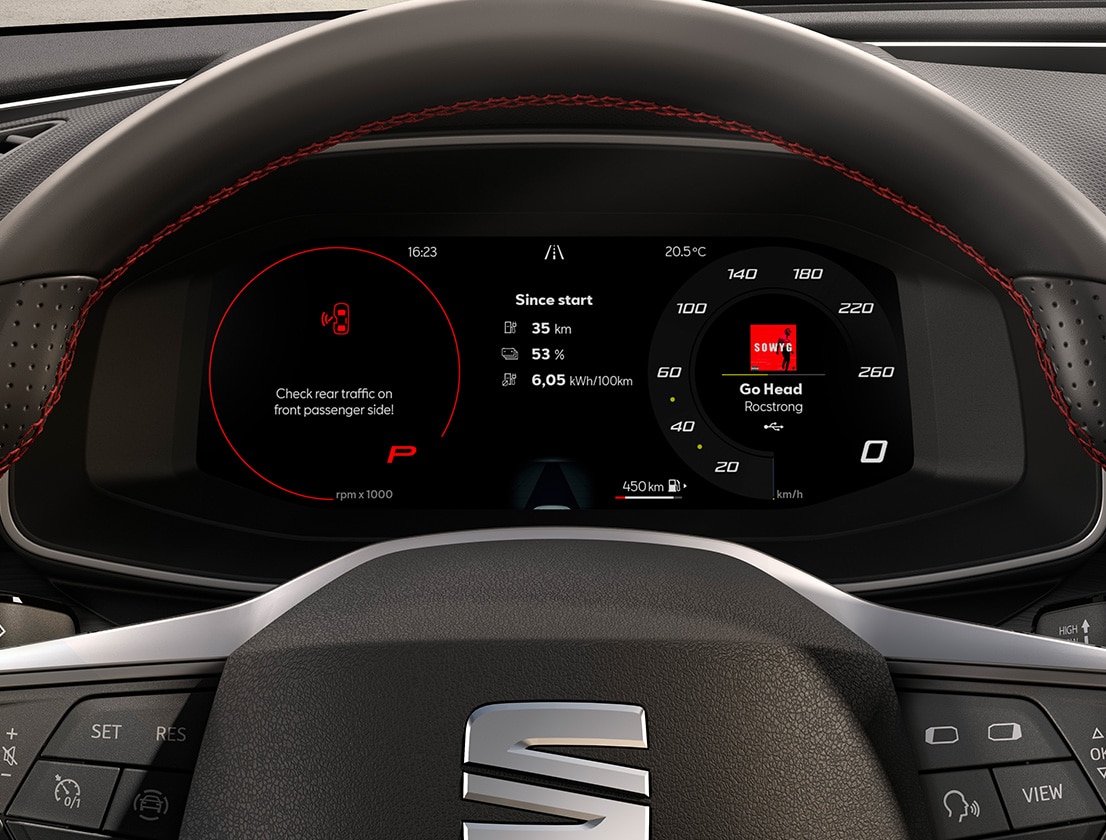 seat leon digital cockpit with exit assist